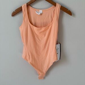 NWT Lululemon Wundermost Square-Neck Bodysuit Peach Bellini Size XS